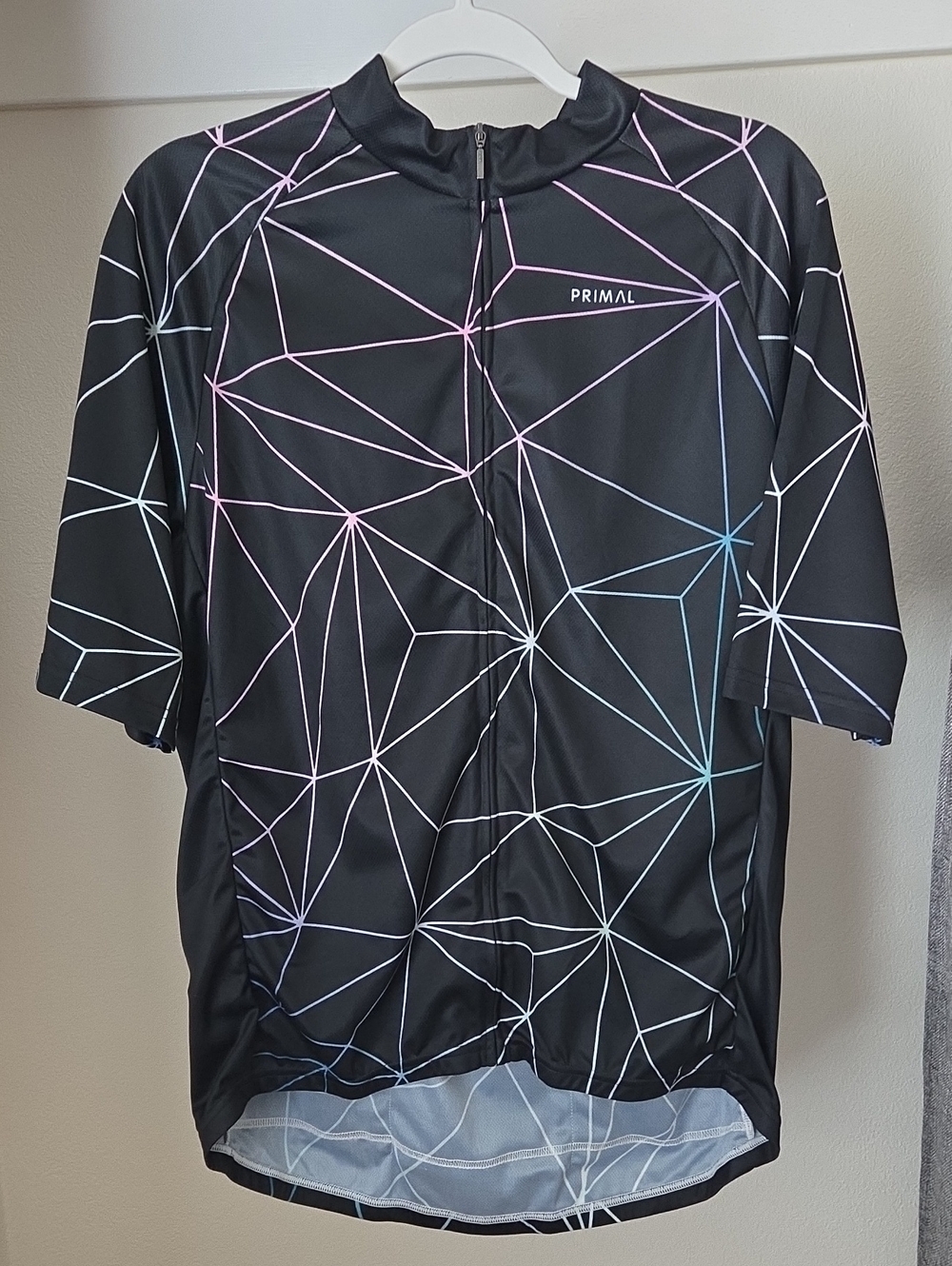 Primal Men’s Black Geometric Cycling Jersey, Size XL